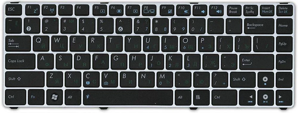 Клавиатура Asus U20, UL20, Eee PC 1201, 1215, 1225 black, black frame - изображение 2
